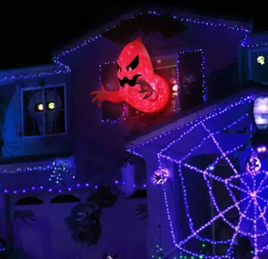 Spooky Halloween Inflatable Outdoor Ghost with LED Lights – 6ft Tall - Home Kartz
