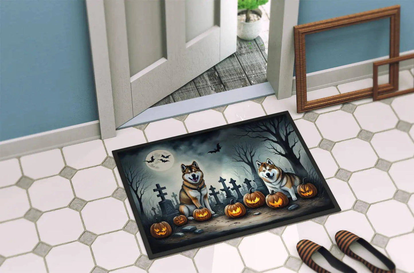 Halloween Akita Dog Doormat – Durable, Slip-Resistant, and Weatherproof for Indoor and Outdoor Use - Home Kartz