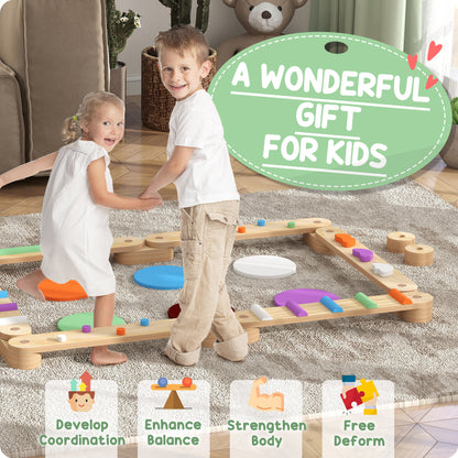 Wooden Balance Beam Set for Kids