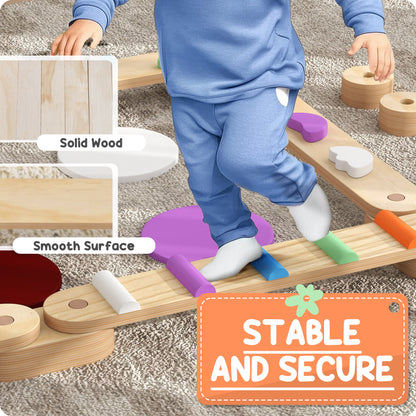 Wooden Balance Beam Set for Kids