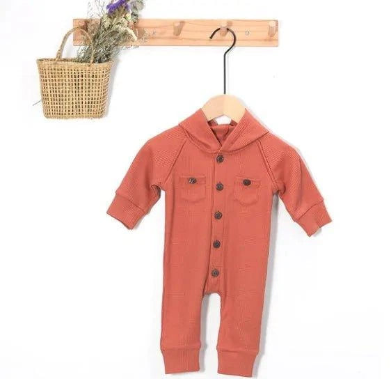 Baby's Waffle Pattern Long Sleeve Hooded Romper - Comfort & Style for Your Little One - Home Kartz