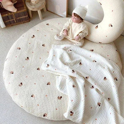 Soft and Safe Bear Embroidery Baby Mat for Crawling Comfort - Home Kartz