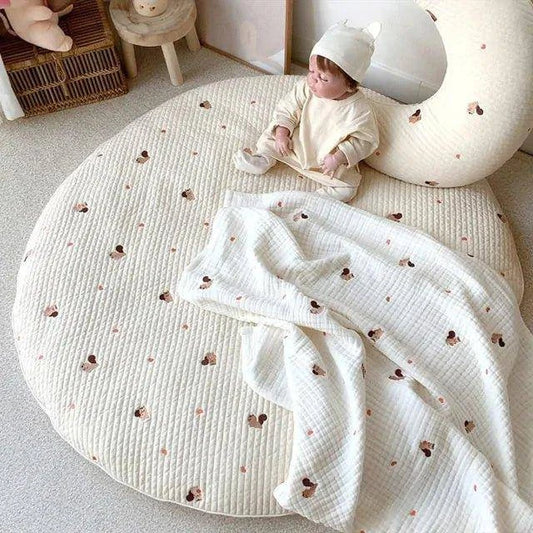 Soft and Safe Bear Embroidery Baby Mat for Crawling Comfort - Home Kartz