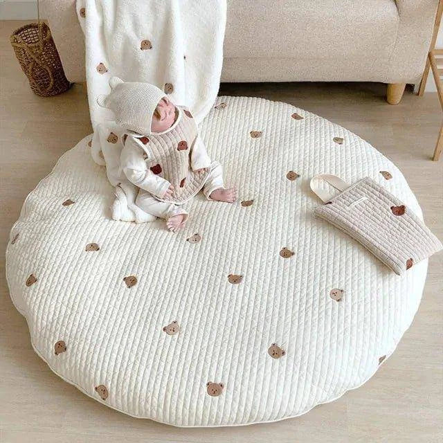 Soft and Safe Bear Embroidery Baby Mat for Crawling Comfort - Home Kartz