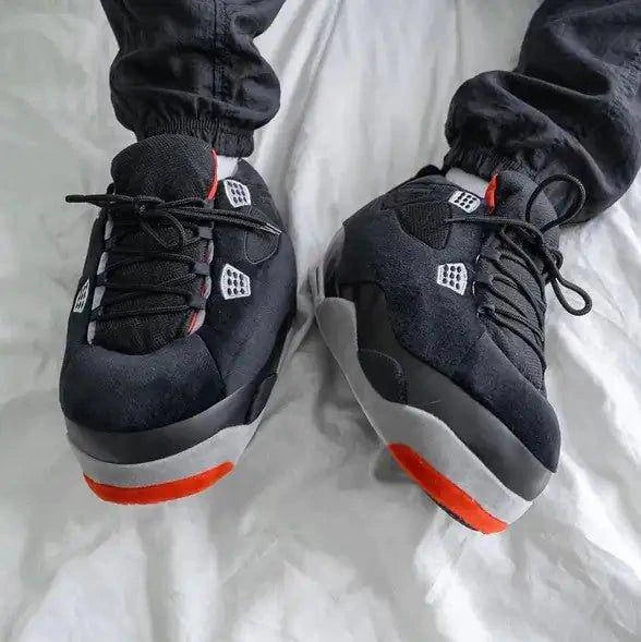 Black Retro Inspired Novelty Sneaker Slippers - Home Kartz