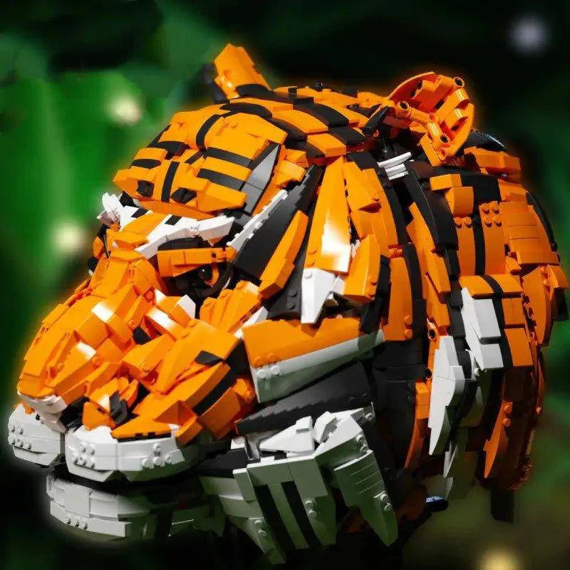 Build Your Jungle King: Tiger Head Building Blocks - Home Kartz