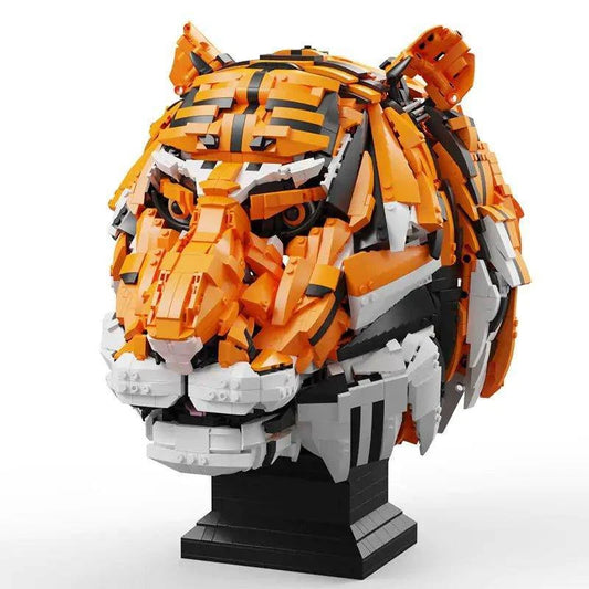 Build Your Jungle King: Tiger Head Building Blocks - Home Kartz