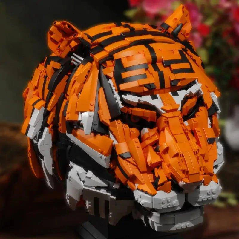 Build Your Jungle King: Tiger Head Building Blocks - Home Kartz