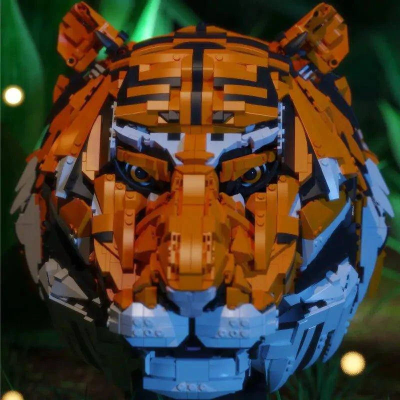 Build Your Jungle King: Tiger Head Building Blocks - Home Kartz