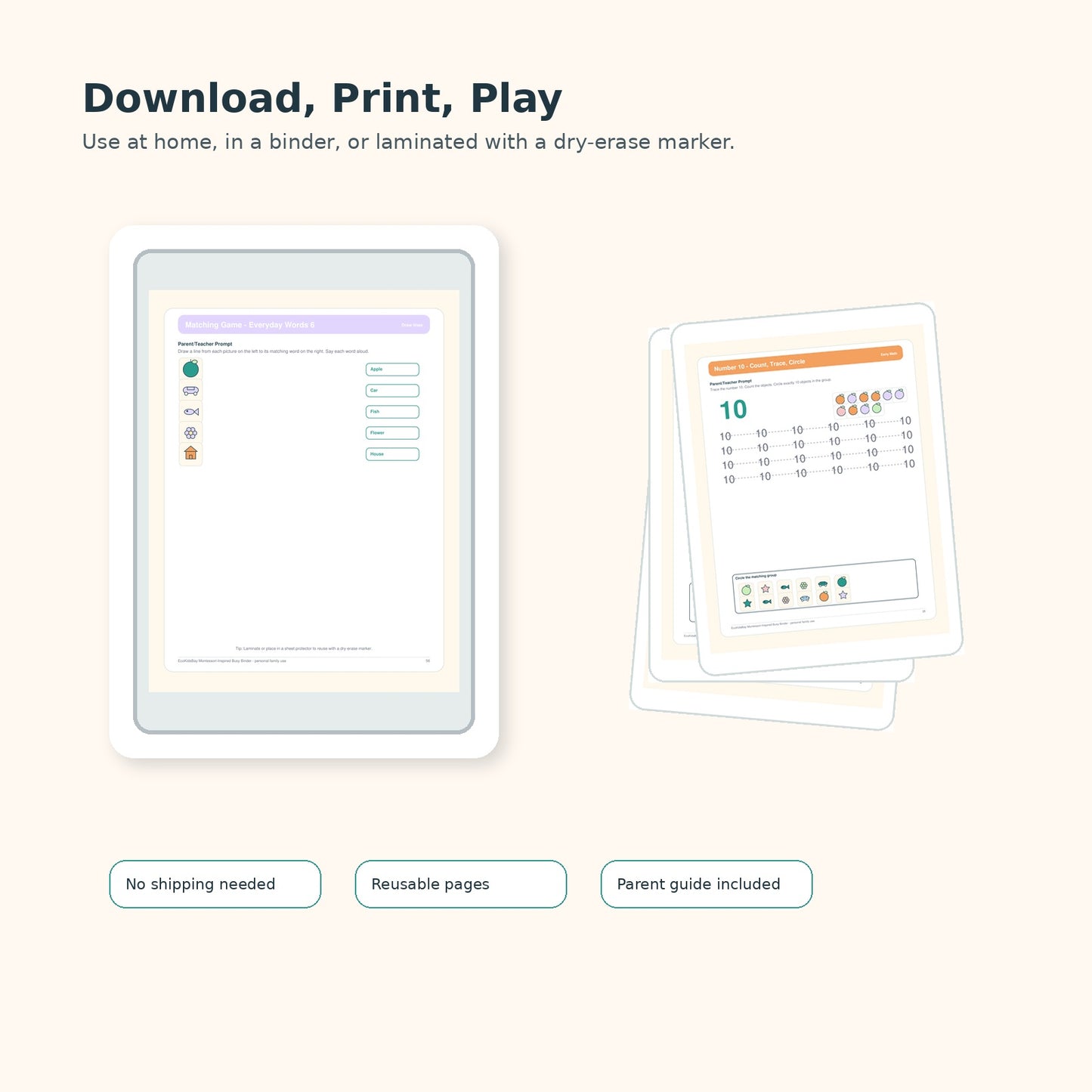 Digital download printable activity pack