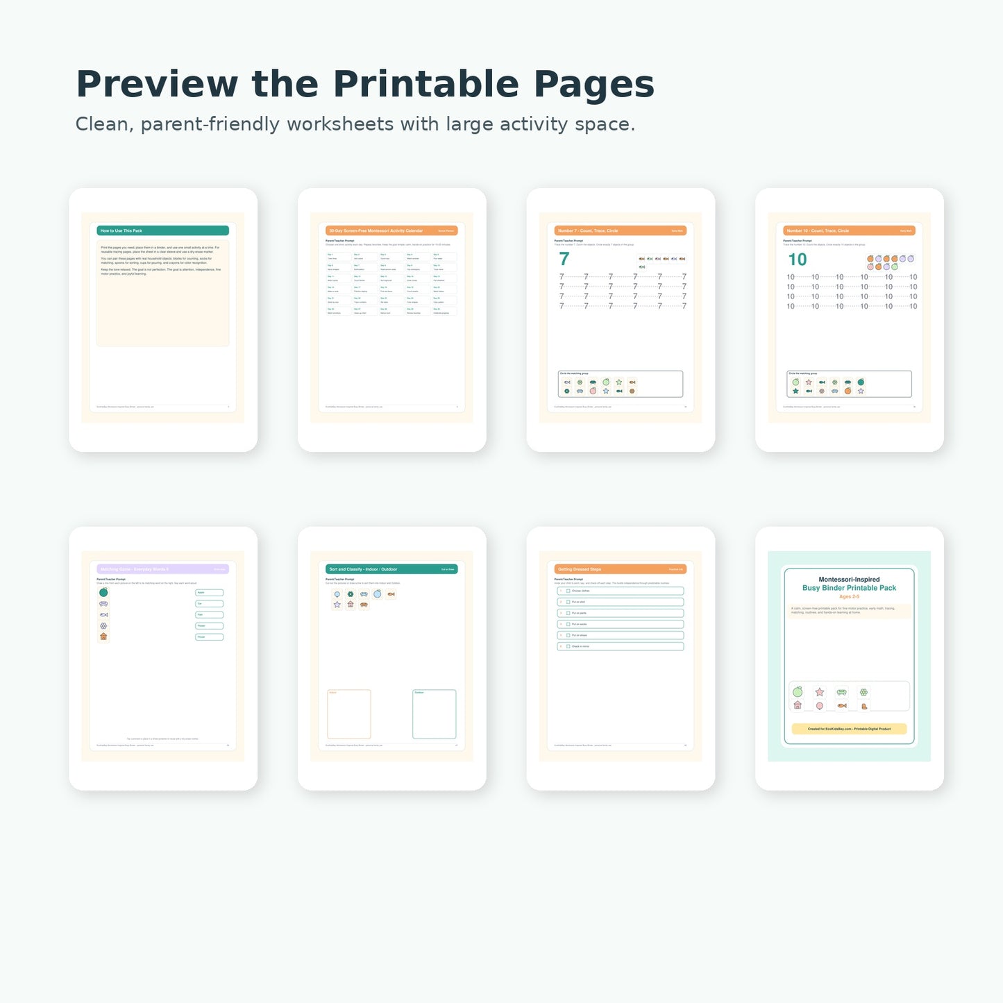 Printable page preview grid