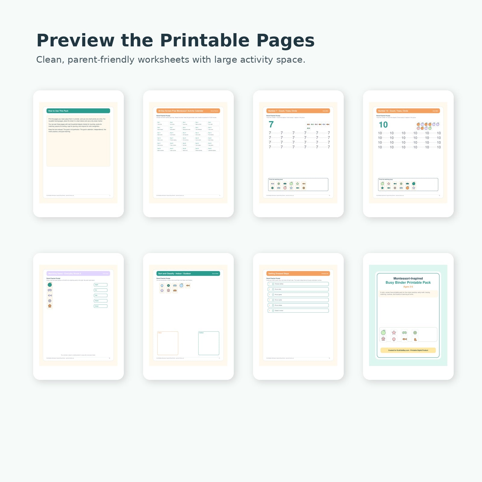 Printable page preview grid