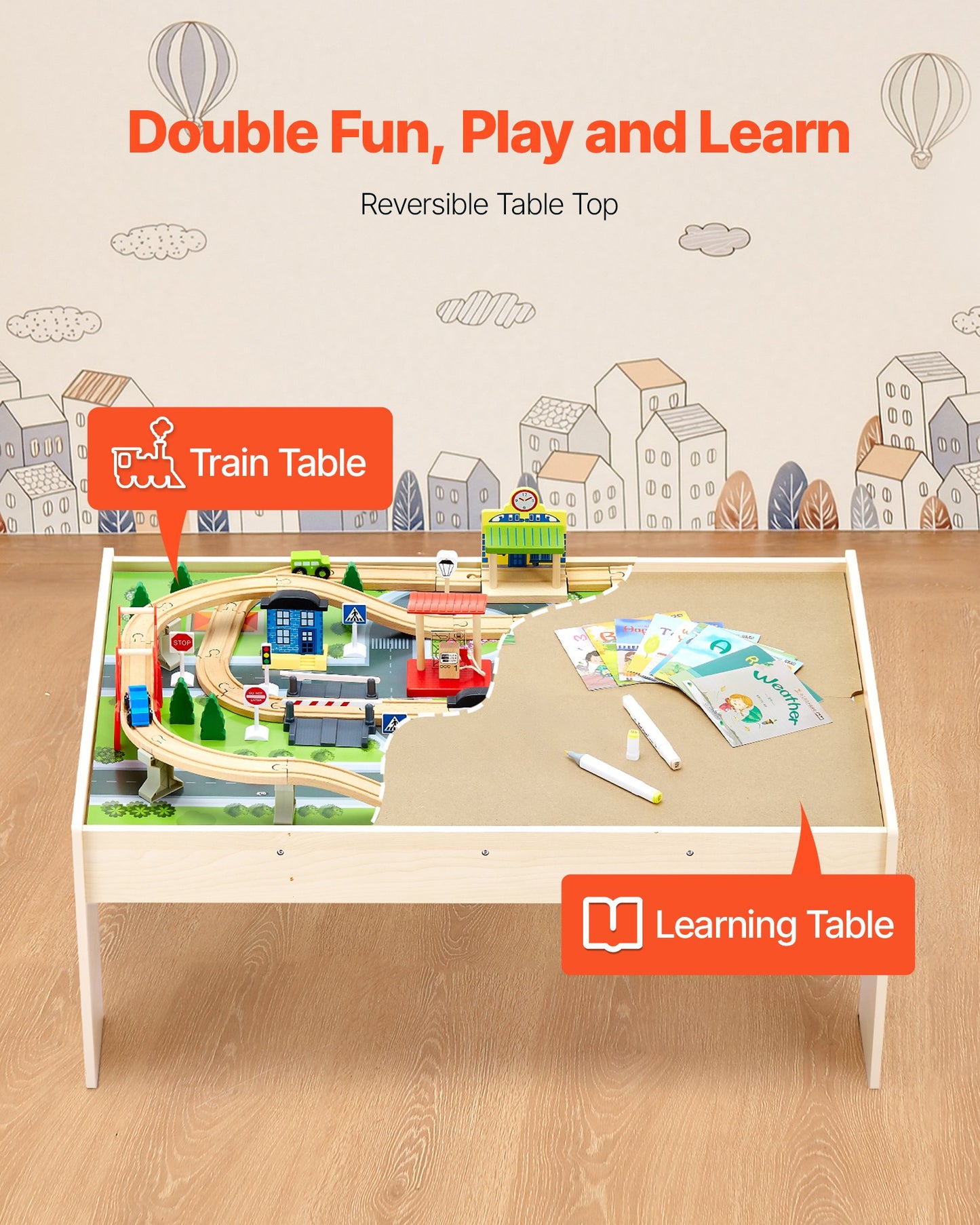 The Reversible 84-Piece Master Set That Grows From a Railway Adventure to a Homework Station in Seconds