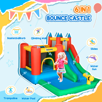 6-in-1 Inflatable Water Slide and Splash Pool