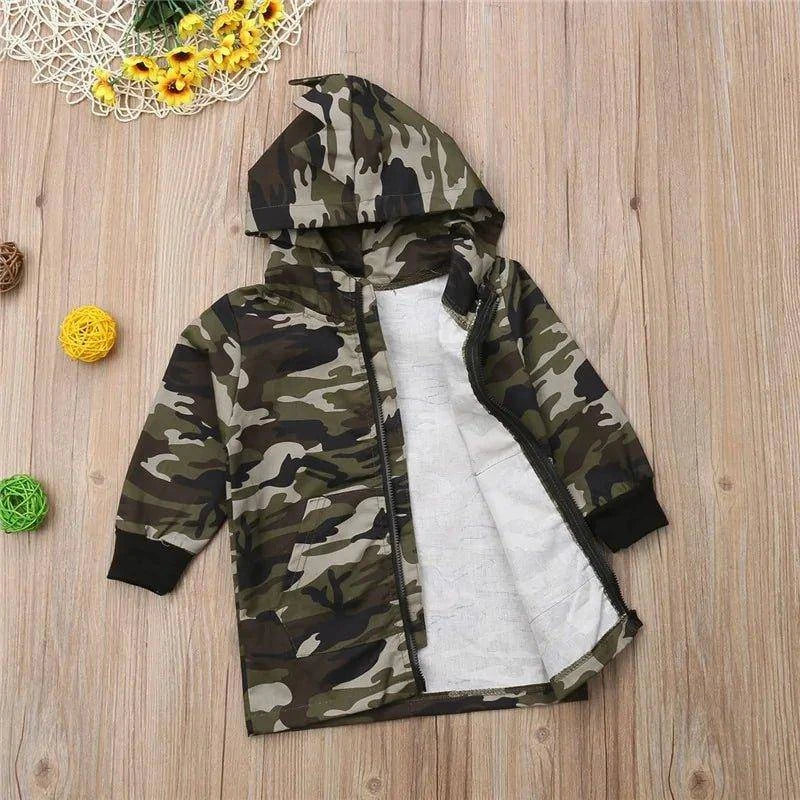 Elevate Your Child's Style with a Camouflage Dinosaur Hooded Jacket - Home Kartz