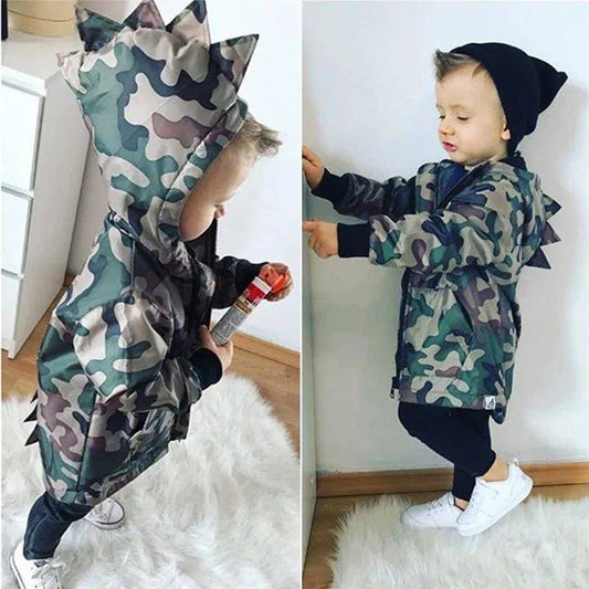 Elevate Your Child's Style with a Camouflage Dinosaur Hooded Jacket - Home Kartz
