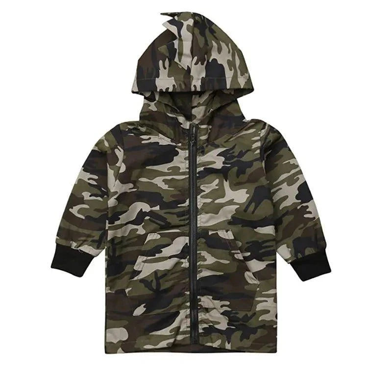 Elevate Your Child's Style with a Camouflage Dinosaur Hooded Jacket - Home Kartz