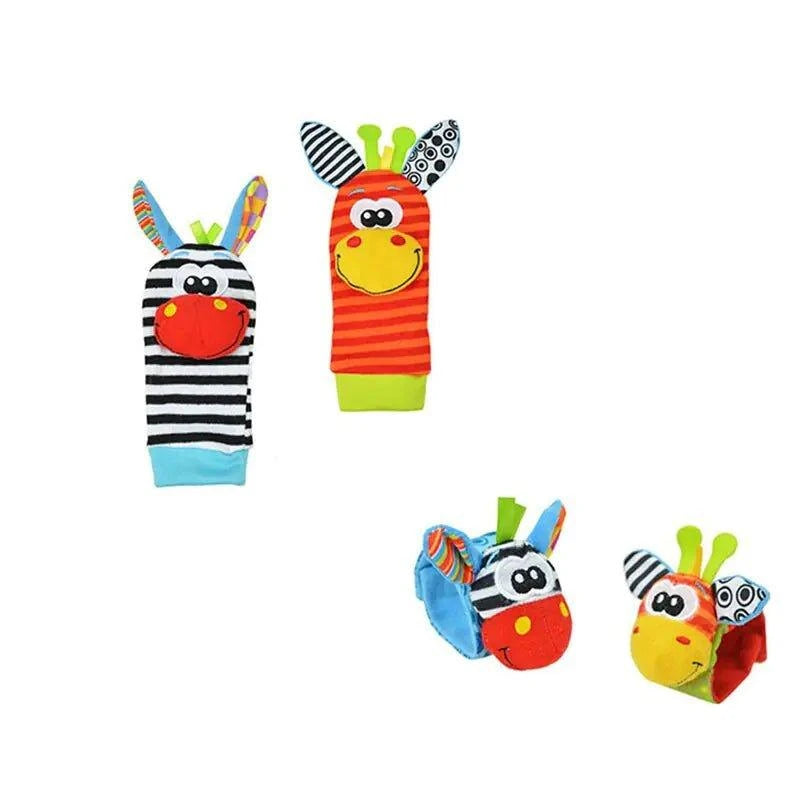 Engage Your Baby with Cartoon Plush Socks Wrist Strap Rattles - Home Kartz