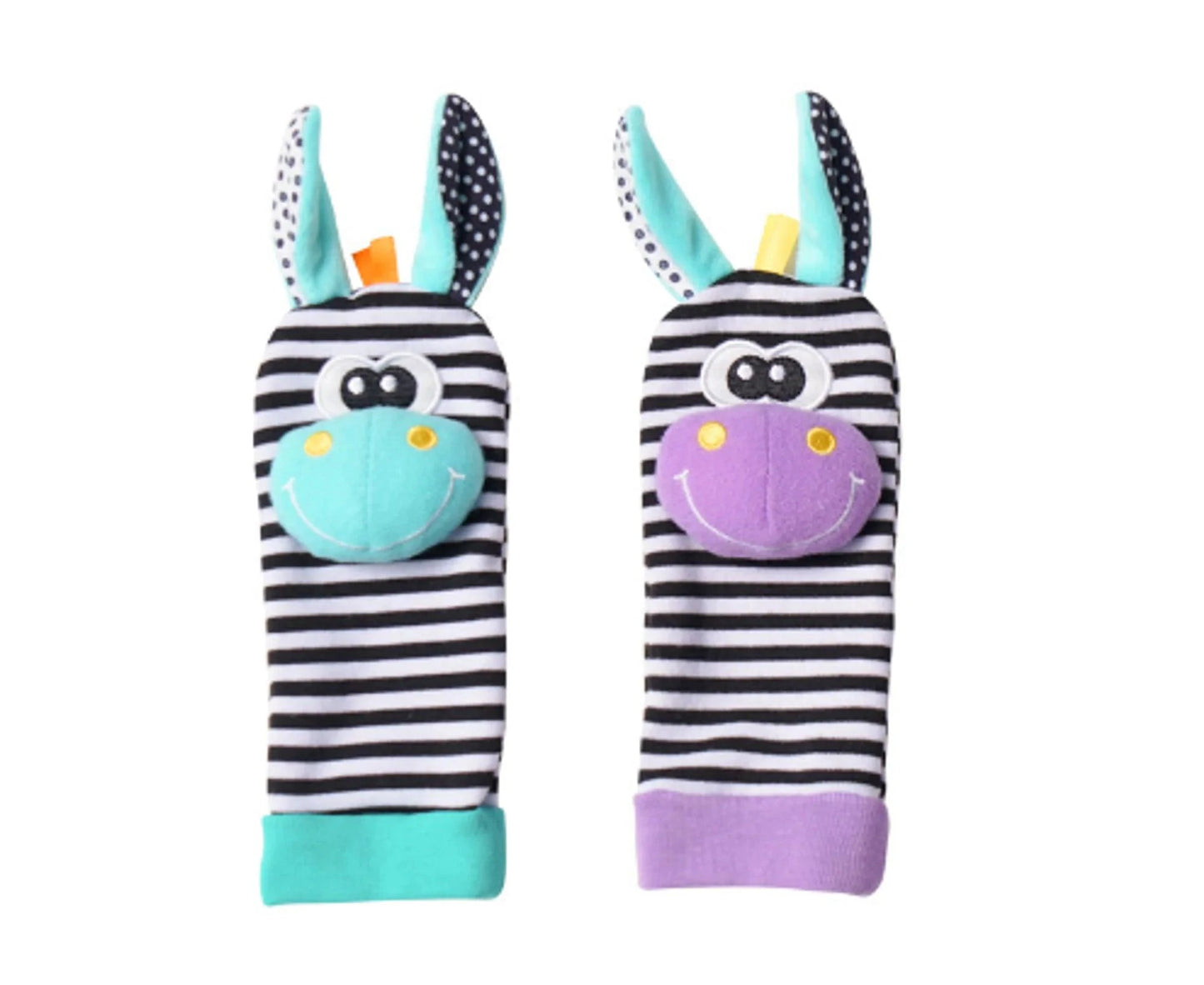 Engage Your Baby with Cartoon Plush Socks Wrist Strap Rattles - Home Kartz