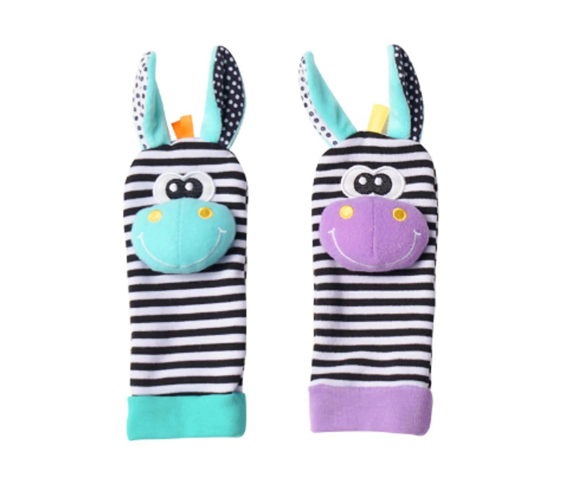Engage Your Baby with Cartoon Plush Socks Wrist Strap Rattles - Home Kartz