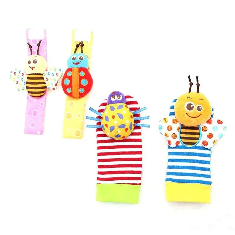 Engage Your Baby with Cartoon Plush Socks Wrist Strap Rattles - Home Kartz