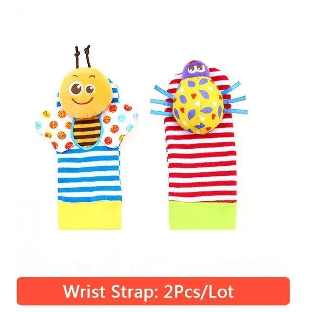 Engage Your Baby with Cartoon Plush Socks Wrist Strap Rattles - Home Kartz