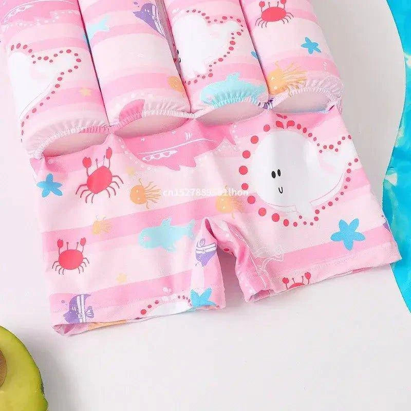 Cartoon Print One-Piece Floating Rash Guard Bathing Suit – Safe & Stylish Swimwear for Kids - Home Kartz