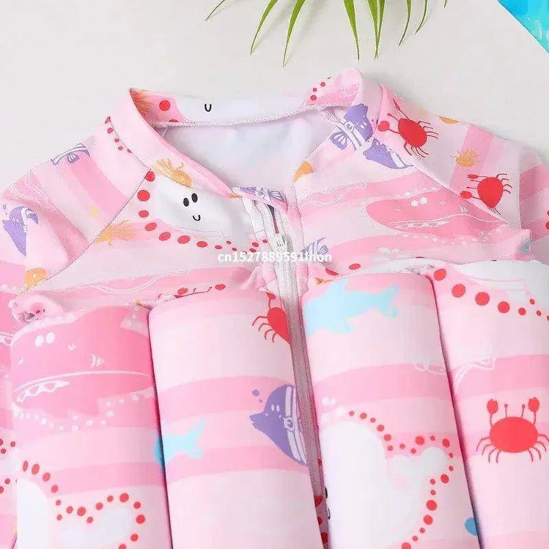 Cartoon Print One-Piece Floating Rash Guard Bathing Suit – Safe & Stylish Swimwear for Kids - Home Kartz