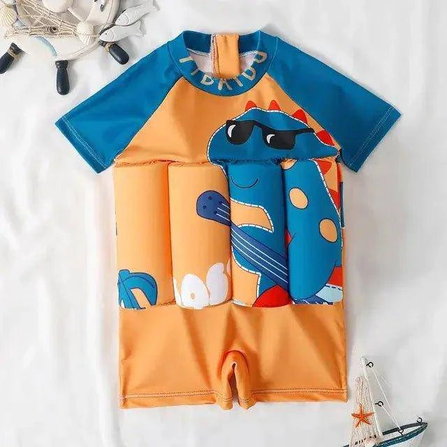 Cartoon Print One-Piece Floating Rash Guard Bathing Suit – Safe & Stylish Swimwear for Kids - Home Kartz