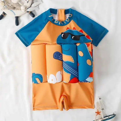 Cartoon Print One-Piece Floating Rash Guard Bathing Suit – Safe & Stylish Swimwear for Kids - Home Kartz