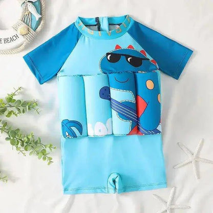 Cartoon Print One-Piece Floating Rash Guard Bathing Suit – Safe & Stylish Swimwear for Kids - Home Kartz