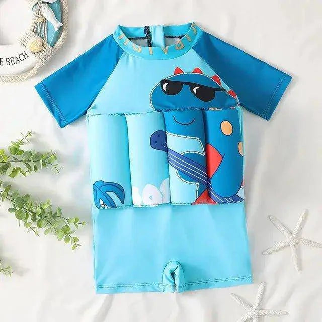 Cartoon Print One-Piece Floating Rash Guard Bathing Suit – Safe & Stylish Swimwear for Kids - Home Kartz