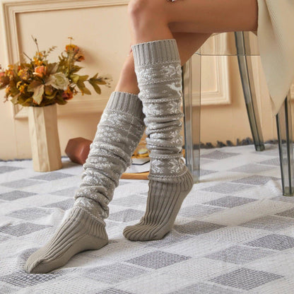 Festive Christmas Knee Stockings with Snowflake Design - Cozy and Stylish - Home Kartz