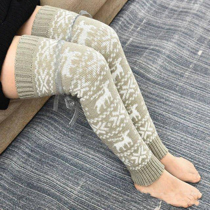 Festive Christmas Knee Stockings with Snowflake Design - Cozy and Stylish - Home Kartz