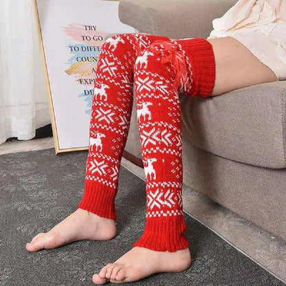 Festive Christmas Knee Stockings with Snowflake Design - Cozy and Stylish - Home Kartz