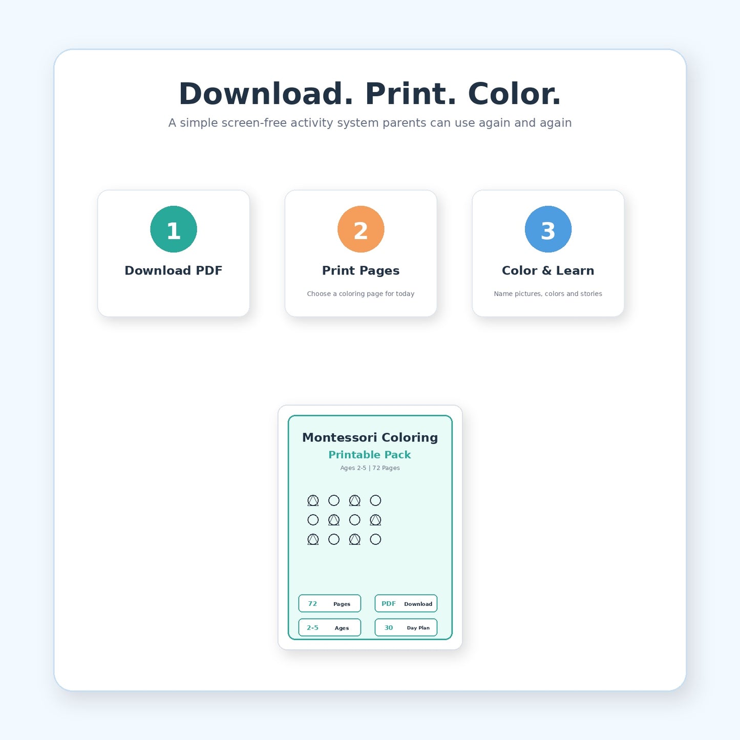 Montessori Coloring Pages Printable Pack (72 Pages) | Ages 2–5