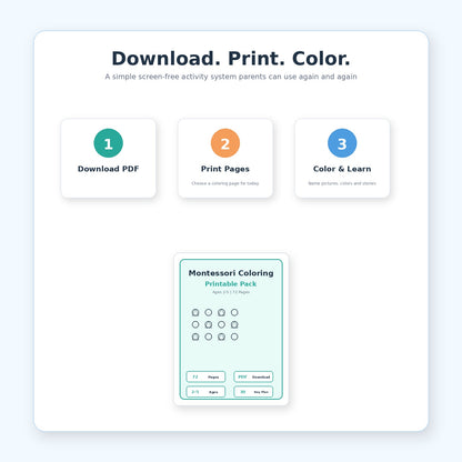 Montessori Coloring Pages Printable Pack (72 Pages) | Ages 2–5