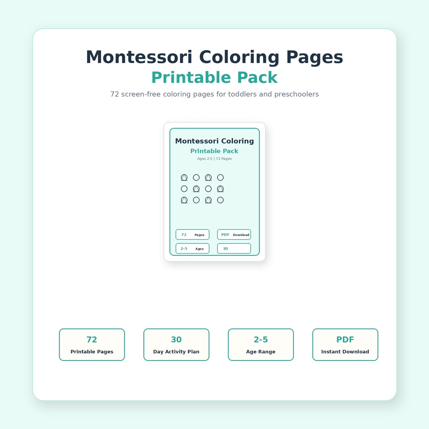 Montessori Coloring Pages Printable Pack (72 Pages) | Ages 2–5