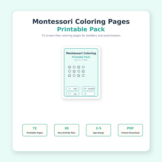 Montessori Coloring Pages Printable Pack (72 Pages) | Ages 2–5