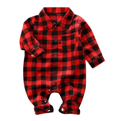 Stylish and Comfortable Baby Plaid Onesie Jumpsuit - Perfect for All Seasons - Home Kartz
