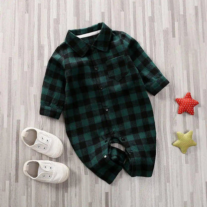 Stylish and Comfortable Baby Plaid Onesie Jumpsuit - Perfect for All Seasons - Home Kartz