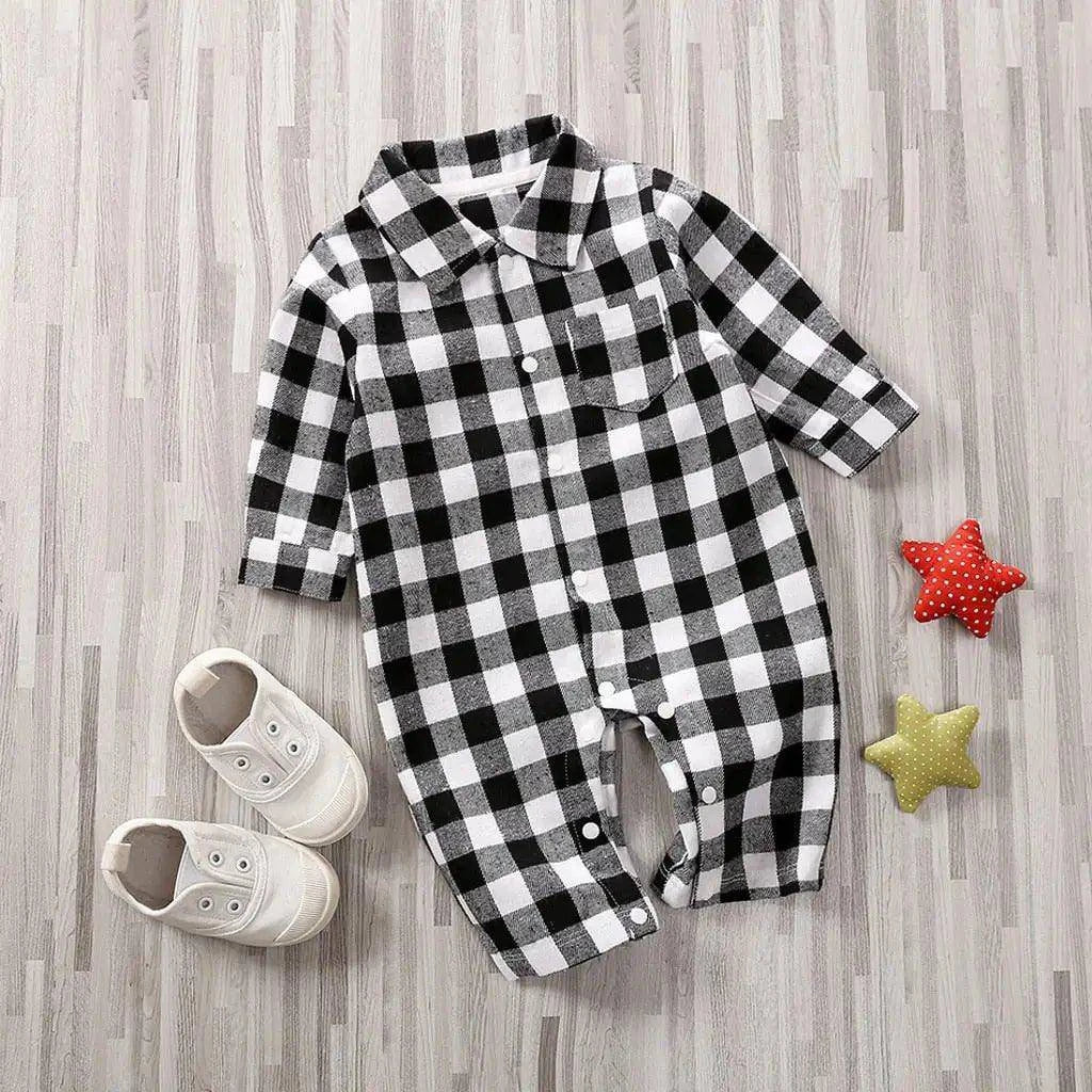 Stylish and Comfortable Baby Plaid Onesie Jumpsuit - Perfect for All Seasons - Home Kartz