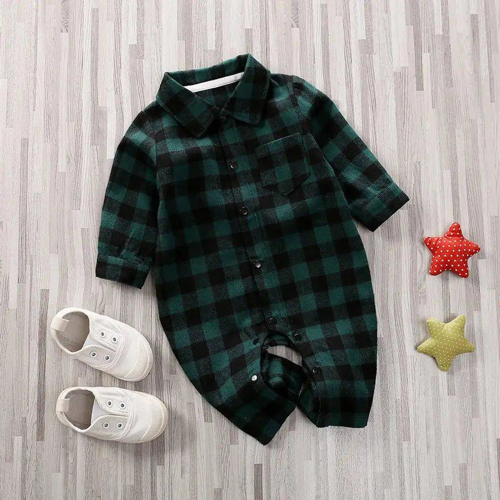Stylish and Comfortable Baby Plaid Onesie Jumpsuit - Perfect for All Seasons - Home Kartz