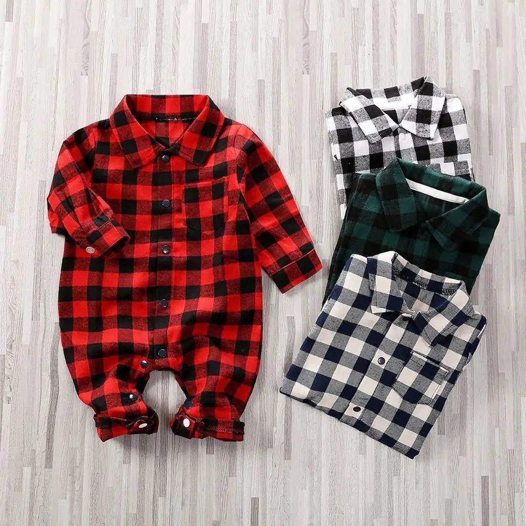 Stylish and Comfortable Baby Plaid Onesie Jumpsuit - Perfect for All Seasons - Home Kartz