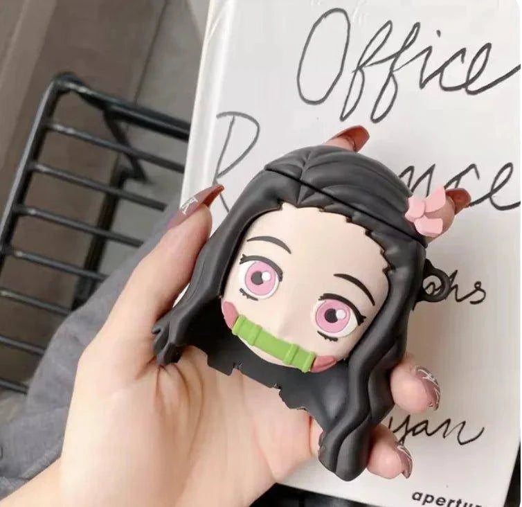 Transform Your AirPods with Anime-Themed Silicone Earphone Cases – Demon Slayer & Kamado Nezuko Designs - Home Kartz