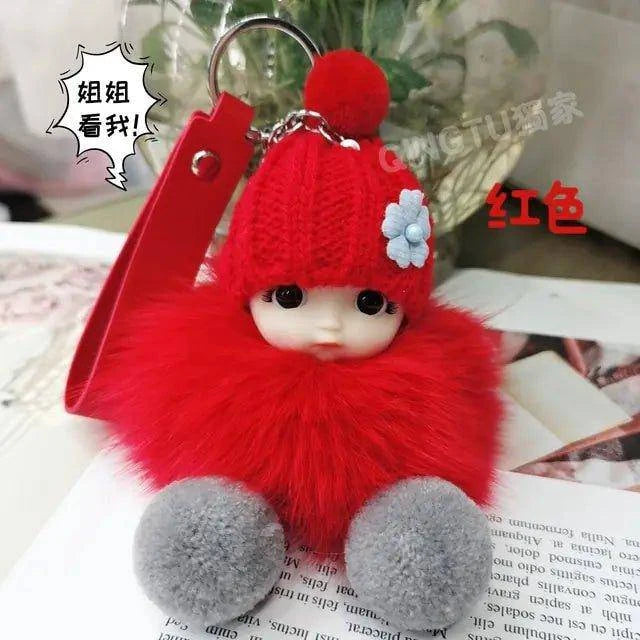 Add Charm to Your Belongings with the Cute Expression Face Baby Pompom Keychain! - Home Kartz