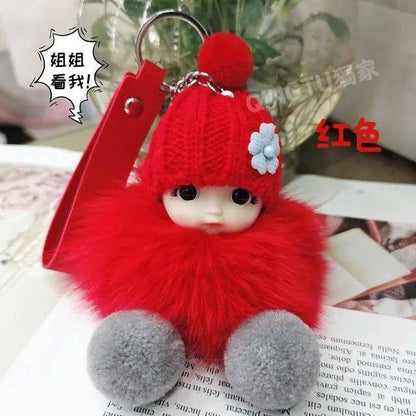 Add Charm to Your Belongings with the Cute Expression Face Baby Pompom Keychain! - Home Kartz