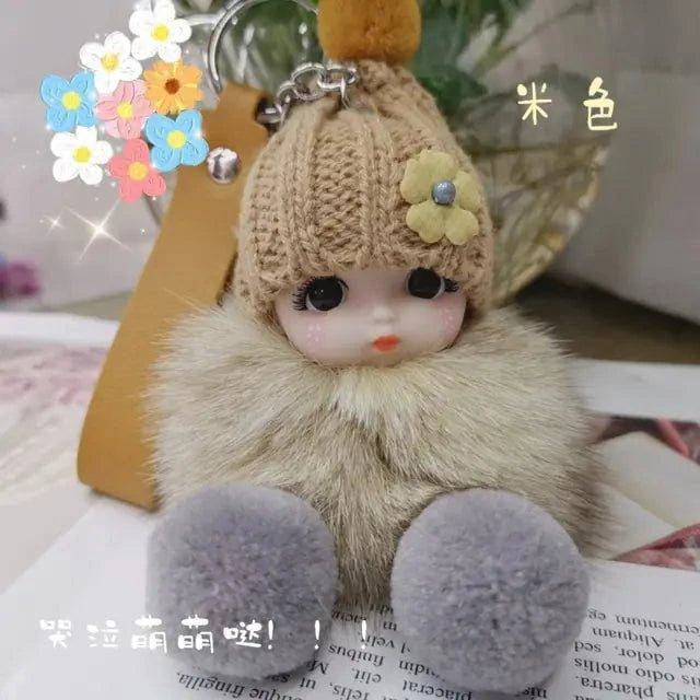 Add Charm to Your Belongings with the Cute Expression Face Baby Pompom Keychain! - Home Kartz