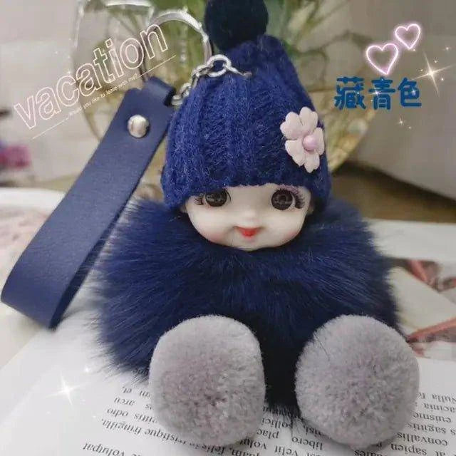Add Charm to Your Belongings with the Cute Expression Face Baby Pompom Keychain! - Home Kartz
