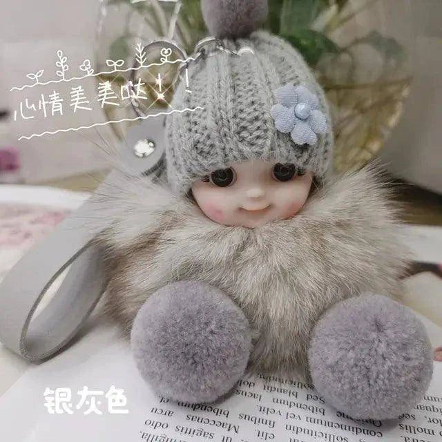 Add Charm to Your Belongings with the Cute Expression Face Baby Pompom Keychain! - Home Kartz